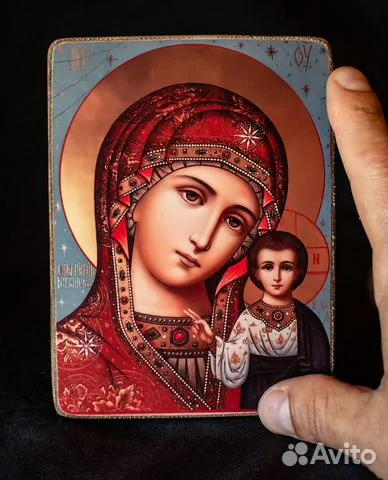 Подарочная казанская икона Божией матери. Дерево, 15*13