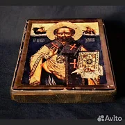 Подарочная икона. Св. Николай Чудотворец. Дерев — фотография 2
