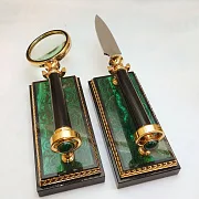 Настольный набор малахитовый. Златоуст — красивый подарок — фотография 4