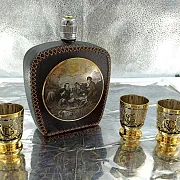 Подарочный набор фляжка кожа "На охоте". Златоуст — фотография 2