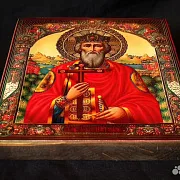 На память: Икона деревянная "Святой князь Владимир" — фотография 4