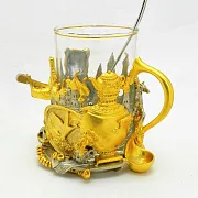 Подстаканник для чая «Народный мишка» из бронзы — красивый подарок — фотография 3