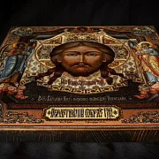 Икона с ковчегом "Иисус с Евангелистами и Архангел — оригинальный подарок — фотография 3