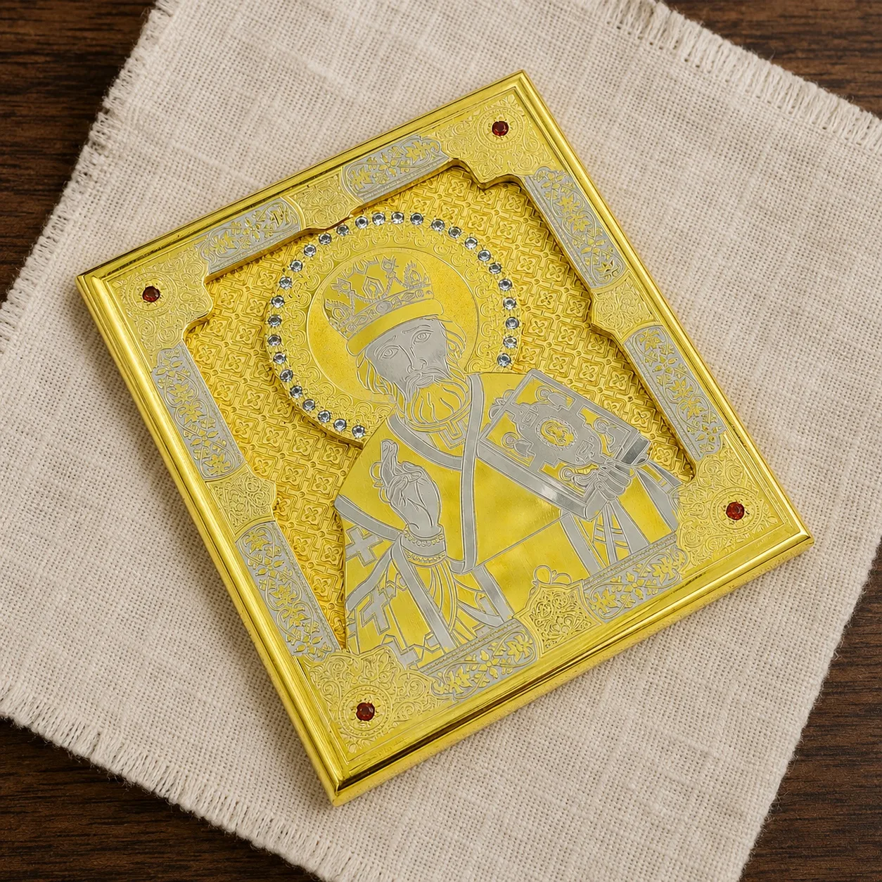 Ручная работа: Икона Николая Чудотворца карманная. Златоуст