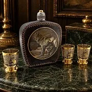 Набор фляжка кожа "Волки". Златоуст — оригинальный подарок — фотография 1