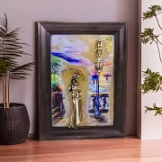 Картина «Девушка с зонтом. Набережная. Парусники» на ониксе — оригинальный подарок — фотография 1