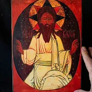 Икона деревянная "Господь Саваоф" — оригинальный подарок — фотография 1