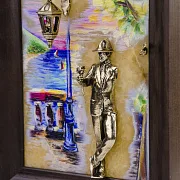 Бронзовая картина «Парень с розой. Набережная. Парусники» — необычный подарок — фотография 2