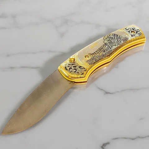 Дамасский складной нож «Тигр» — оригинальный подарок
