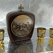 Набор фляжка кожа "Волки". Златоуст — оригинальный подарок — фотография 5