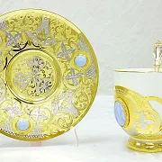 Подарочная кофейная чашка с блюдцем "Голубой агат". Златоуст — фотография 5