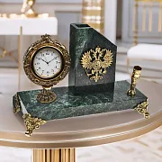 Часы «Элина» с гербом РФ и подставкой в подарок — фотография 1
