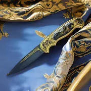 Увеличенный складной дамасский нож «Тигр» — оригинальный подарок — фотография 1
